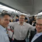 Left to Right: The Hon Richard Marles MP, The Hon Ted O'Brien MP and Mr Brian Pontifex on the Beijing Metro